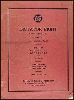 1932 Studebaker Dictator Eight Parts Book Original