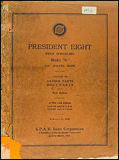 1932 Studebaker President Eight Parts Book Original