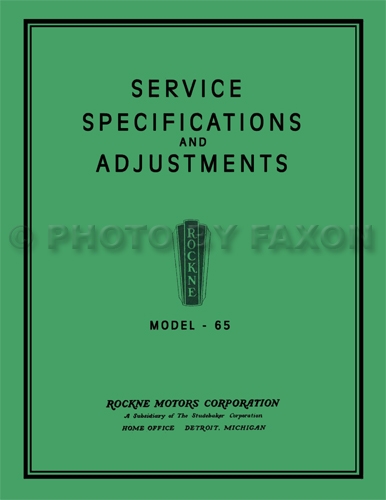 1932 Rockne Model 65 Repair Manual Reprint 