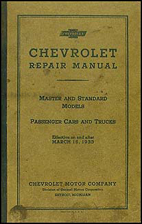 1933 Chevrolet Repair Shop Manual Original Master & Standard Car Pickup Truck