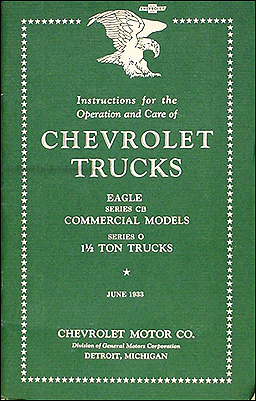 1933 Chevrolet Pickup & Truck Reprint Owner's Manual