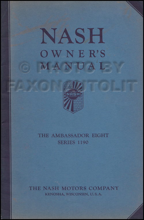 1933 Nash Ambassador Eight Owner's Manual Original