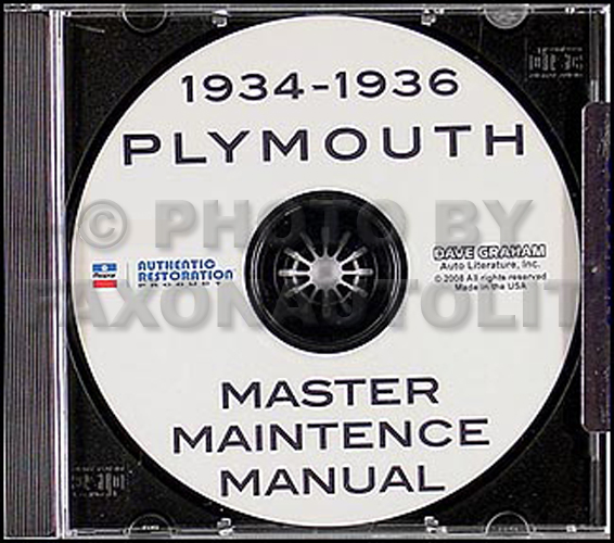 1934 1935 1936 Plymouth Shop Repair Manual on CD-ROM