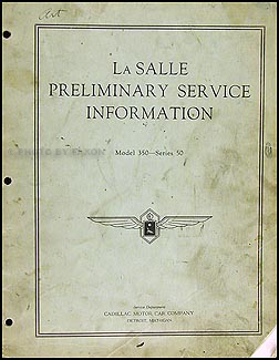 1934 La Salle Preliminary Repair Manual Original 
