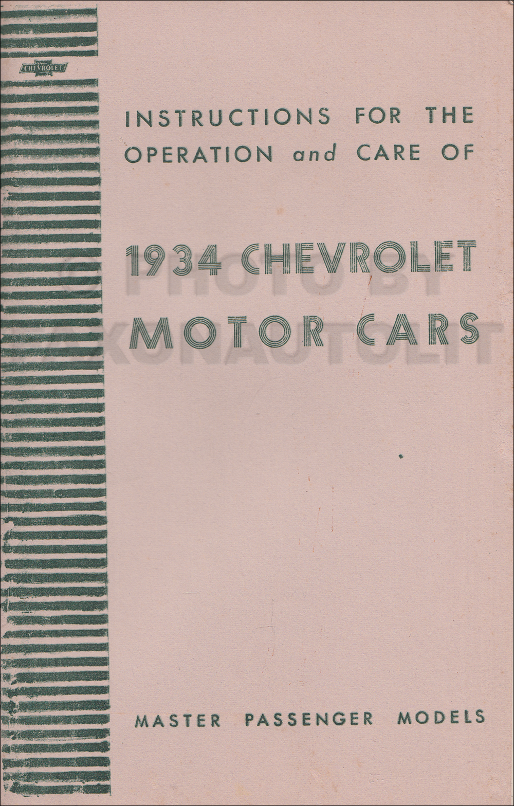 1934 Chevrolet Master Owners Manual Reprint, older edition