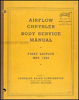 1934-1936 Chrysler & Imperial Airflow Body Shop Manual Original 