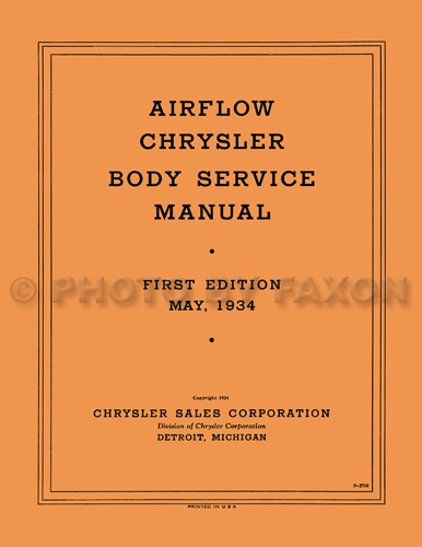 1934-1936 Chrysler & Imperial Airflow Body Shop Manual Reprint