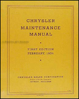 1934 Chrysler Shop Manual Original 