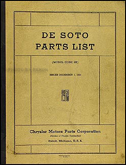 1934 De Soto Airflow Parts Book Original DeSoto
