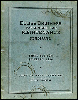 1934 Dodge Car Shop Manual Original 