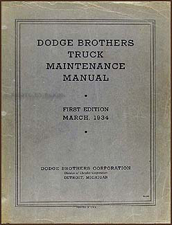 1934 Dodge Truck Repair Manual Original 