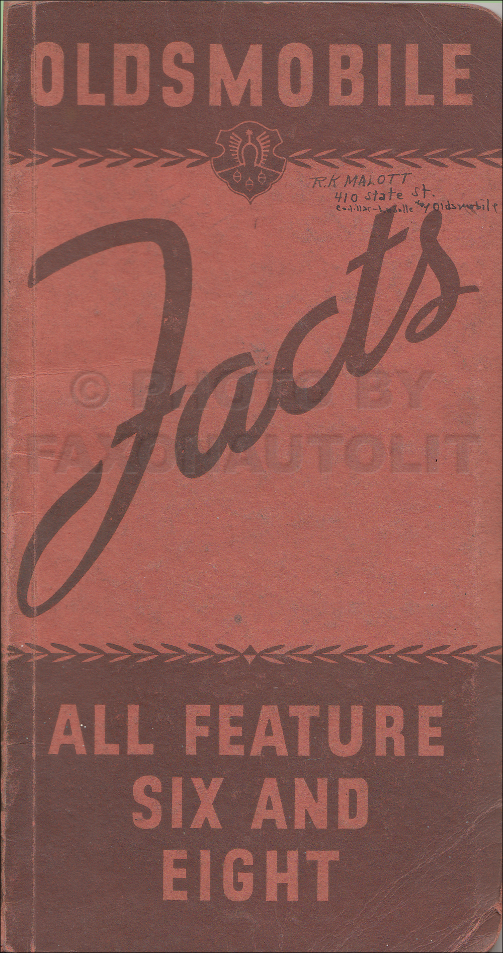 1934 Oldsmobile Facts Book Original