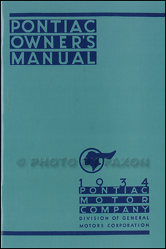 1934 Pontiac Owners Manual Reprint