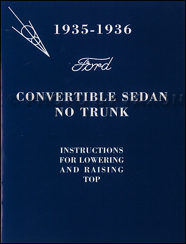 1935-1936 Ford Sedan without Trunk Convertible Top Owner's Manual Reprint with Envelope