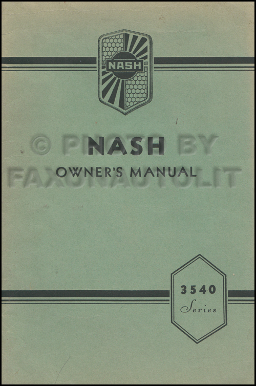 1935-1936 Nash 3540 Owner's Manual Original 400 Series