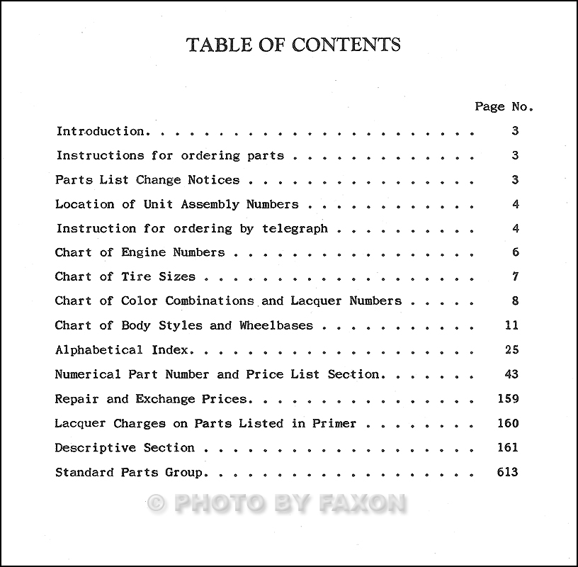 Table of Contents:Chassis Section