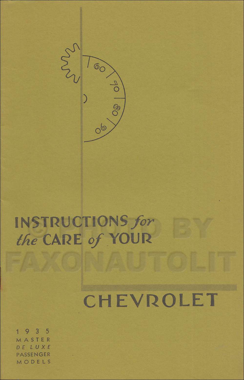1935 Chevrolet Master Car Owners Manual Reprint older edition