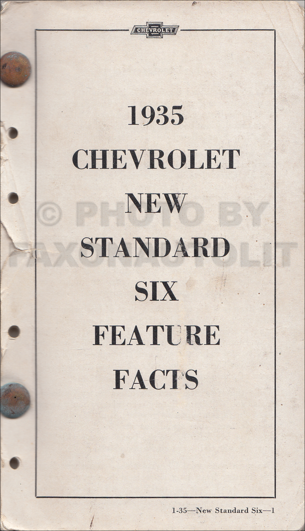 1935 Chevrolet Car & Truck Data Book Original