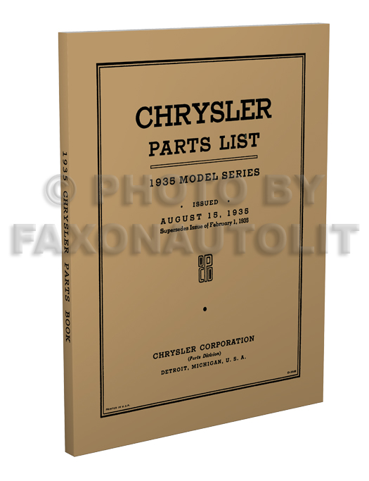 1935 Chrysler Parts Book Reprint