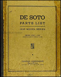 1935 De Soto Airstream & Airflow Parts Book Original DeSoto