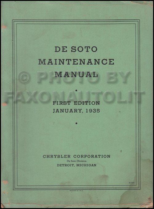 1937 De Soto Shop Manual Original 