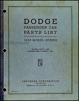 1935 Dodge Car Parts Book 