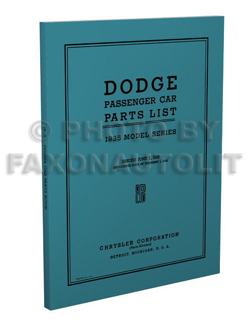 1935 Dodge Car Parts Book Reprint