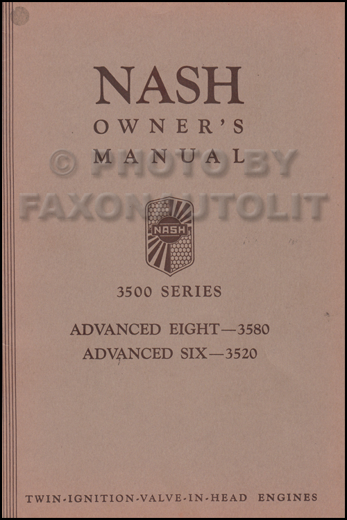 1935 Nash Advanced and Ambassador Owner's Manual Original