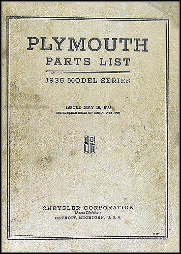 1935 Plymouth Parts Book Original