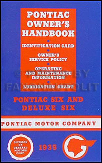1935 Pontiac Six Cylinder Owner's Manual Reprint