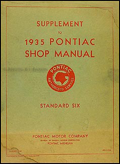 1935 Pontiac Standard Six Shop Manual Original Supplement