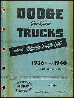 1936-1940 Dodge Truck Master Parts Book Original