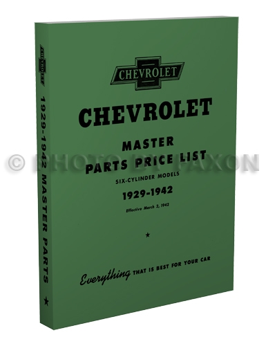 1936-1942 Chevrolet Master Parts Book Reprint
