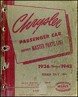 1936-1942 Chrysler Master Parts Book Original
