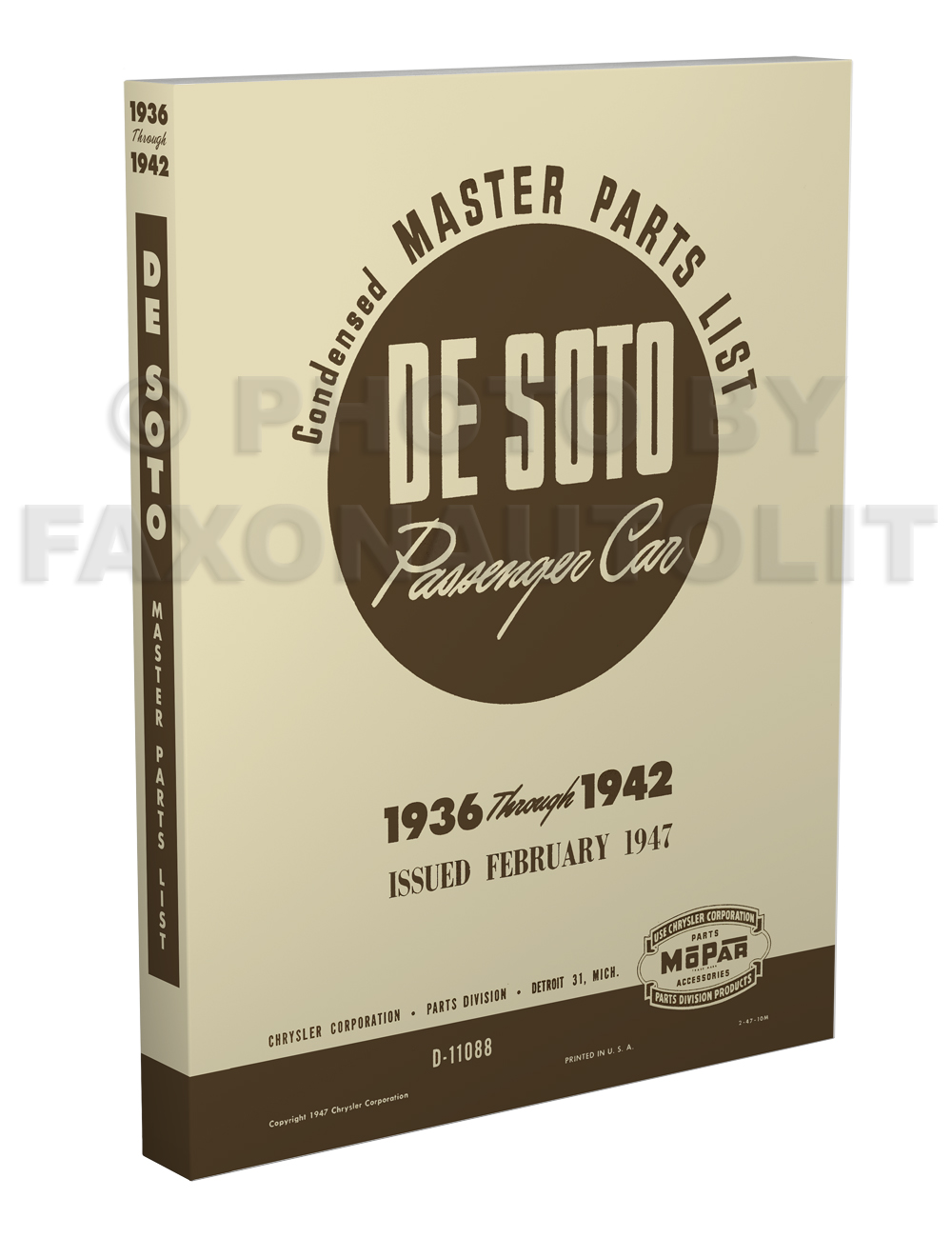 1936-1942 DeSoto Master Parts Book Reprint De Soto