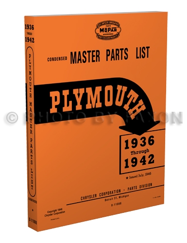 1936-1942 Plymouth Master Parts Book Reprint