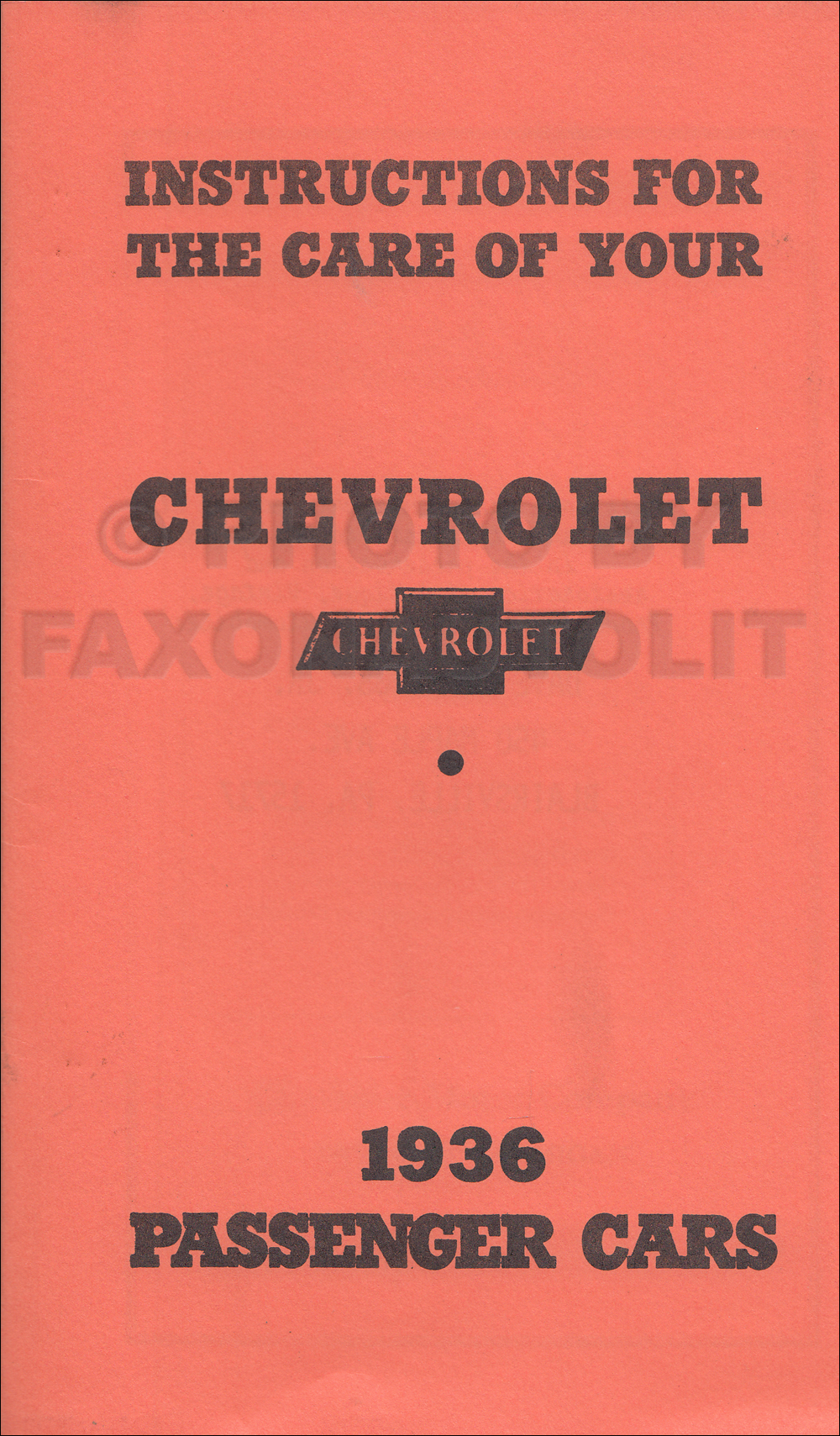 1936 Chevrolet Car Reprint Owner's Manual, older edition