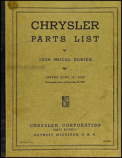 1936 Chrysler Parts Book Original 