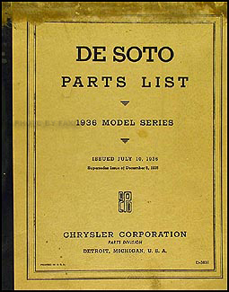 1936 De Soto Parts Book Original DeSoto