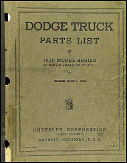 1936 Dodge Truck Original Parts Book