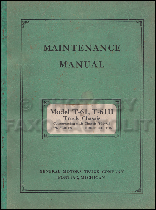 1932 GMC T-61 Truck 4 ton Repair Manual Original 