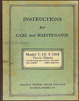 1936 GMC T-18, T-18H 1-1/2 ton Repair Manual Original 