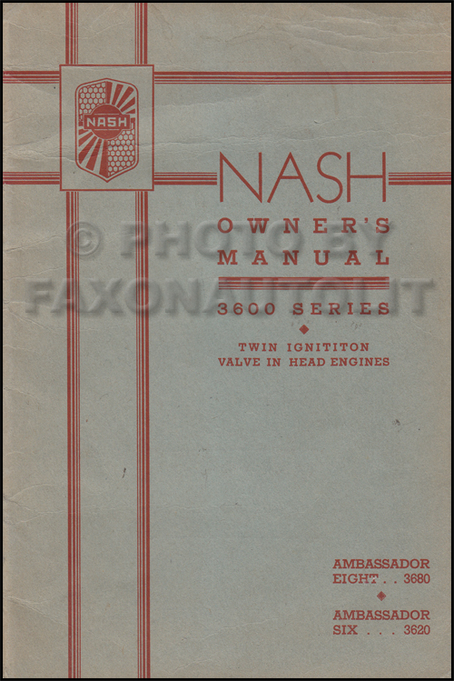 1936 Nash Ambassador Owner's Manual Original