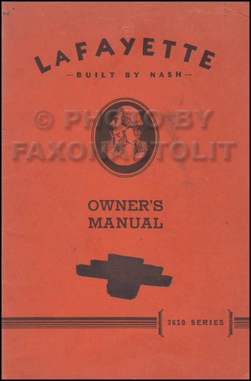 1936 Nash LaFayette first series Owner's Manual Original