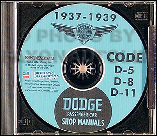 1937 1938 Dodge Car Shop Repair Manual on CD-ROM