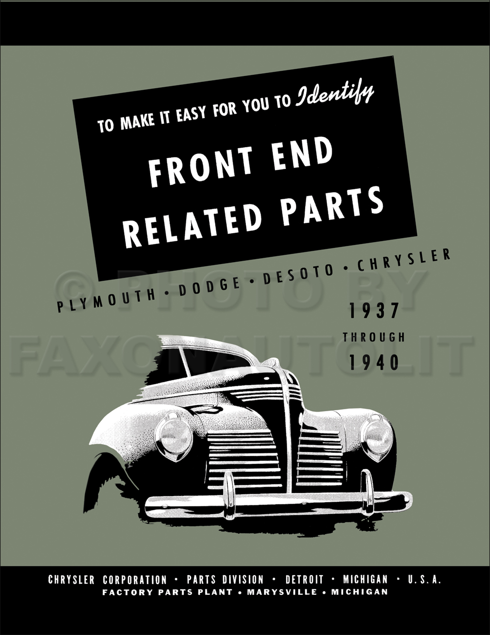 1937-1940 MoPar Front End Body Parts Book Reprint