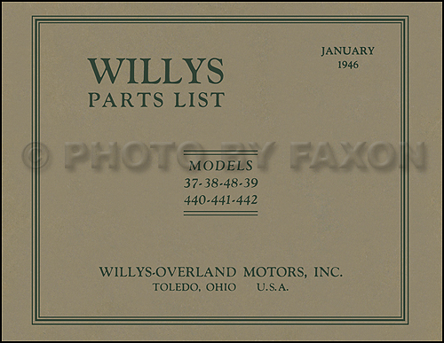 1937-1942 Willys Parts Book Reprint