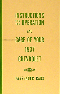 1937 Chevrolet Car Reprint Owner's Manual 37 Chevy
