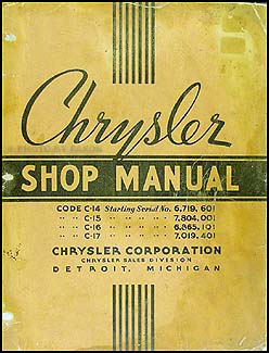 1937 Chrysler Shop Manual Original