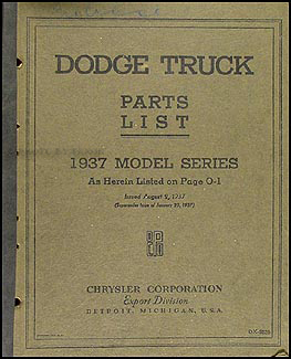 1937 Dodge Truck Parts Book Original EXPORT